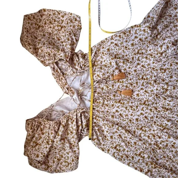 For Good Floral Flutter Sleeve Mini Dress With V-Neckline & Lace-Up Back - Picture 11 of 16